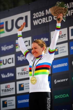 2026 UCI Mountain Bike World Championships Picture by Ed Sykes SWpix.com - 30 08 2026 - Cycling - 2026 UCI Mountain Bike World Championships - Val di Sole, Trentino, Italy - Cross-country Olympic (XCO) - Women Elite Podium - Sina Frei (Switzerland) wins the Gold Medal to become World Champion Copyright: x xSWpix.comx(t axPhotographyxHubxLtd)xEdxSykes SWpix.comx SWP-3030-21617