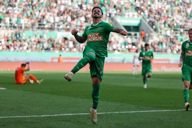 30.August. 2026 - SOCCER - 2026 27 ADMIRAL BUNDESLIGA,Round 5 SK Rapid Wien vs SK Sturm Graz Marco Tilio (Rapid Wien) celebrates his team s second goal VIENNA VIENNA, AUSTRIA Allianz Stadion SK Rapid Wien Allianz Stadion AUSTRIA Copyright: xYigitxOermex xPsxImagesxYigitxOermex xPsxImagesx