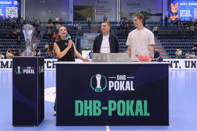 August 30, 2026, xtgx, Opel HBL Handball, VfL Gummersbach vs. SC Magdeburg emspor, from left: Draw for the second round of the DHB Cup in Gummersbach