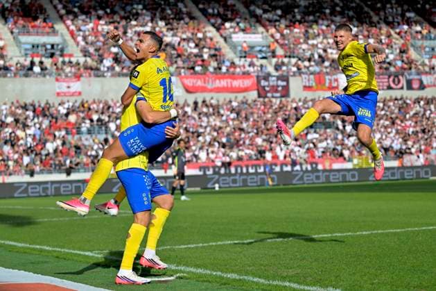 Royal Antwerp FC v Sint-Truidense VV - Jupiler Pro League DEURNE, BELGIUM - AUGUST 30 : Sebaoui Ilias forward of Sint-Truidense VV celebrates scoring a goal during the Jupiler Pro League match between Royal Antwerp FC and Sint-Truidense VV on August 30, 2026 in Deurne, Belgium, 30 08 2026 Deurne Belgium  Copyright: xSesx