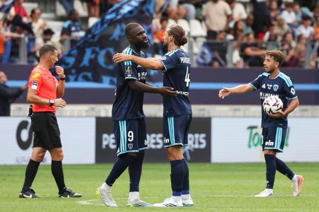 FOOTBALL : Paris FC Vs OGC Nice - Ligue 1 - 30 08 2026 Vincent Marchetti (Paris FC) - Lassine Sinayoko (Paris FC) - Maxime Lopez (Paris FC) ParisFrance  Copyright: xMichaelxBaucherx