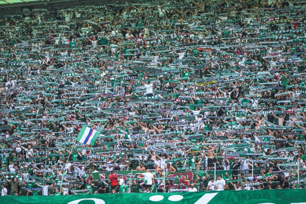 Soccer Austria ADMIRAL Bundesliga 2026–2027, Round 5, August 30, 2026: SK Rapid Vienna vs. SK Sturm Graz at Weststadion Allianz Stadion in Vienna, Austria—West Stand: Rapid Vienna Fans Choreography Copyright: xLukasxBierederx