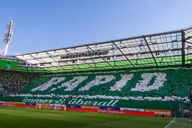 SOCCER - BL, Rapid vs Sturm VIENNA,AUSTRIA,30.AUG.26 - SOCCER - ADMIRAL Bundesliga, SK Rapid Wien vs SK Sturm Graz. Image shows fans of Rapid.  GEPAxpictures xPhilippxBrem