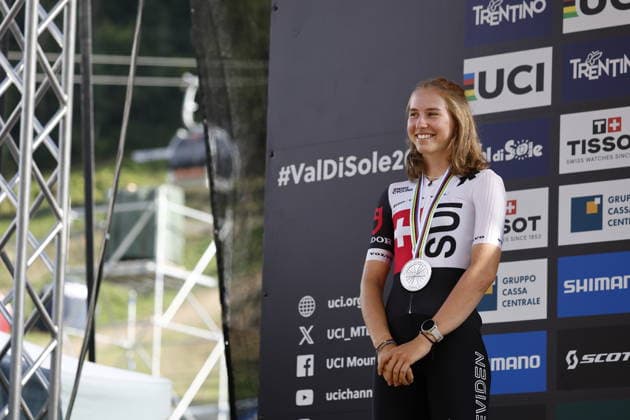 August 30, 2026, Daolasa di Commezzadura, Val di Sole Bikeland, 2026 UCI MTB World Championships Men’s U23 XCO (Cross Country Olympic) Anina Hutter from Switzerland, 2nd place and silver medal at the 2026 Women’s U23 Cross Country Olympic World Championships in Daolasa di Commezzadura, Val di Sole Bikeland, Trento, Italy Copyright: xJustPictures.ch FrancescoxMinghettix jp-en-FrMi-_NG_2411