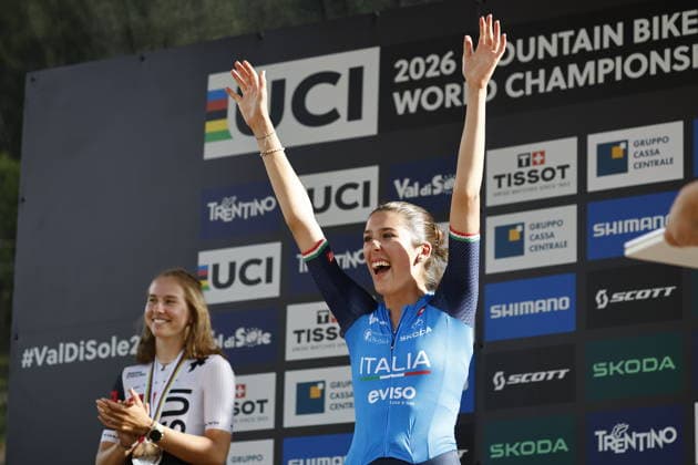August 30, 2026, Daolasa di Commezzadura, Val di Sole Bikeland, 2026 UCI MTB World Championships, Men’s U23 XCO (Cross Country Olympic) – Valentina Corvi of Italy, 1st place, World Champion, and gold medalist at the 2026 Women’s U23 Cross Country Olympic World Championships in Daolasa di Commezzadura, Val di Sole Bikeland, Trento, Italy Copyright: xJustPictures.ch FrancescoxMinghettix jp-en-FrMi-_NG_2429
