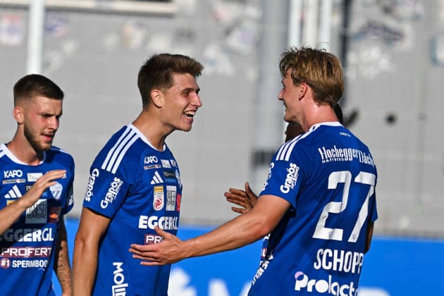 SOCCER - BL, Hartberg vs Ried HARTBERG,AUSTRIA,30.AUG.26 - SOCCER - ADMIRAL Bundesliga, TSV Hartberg vs SV Ried. Image shows the rejoicing of Marco Philip Hoffmann and Konstantin Schopp (Hartberg).  GEPAxpictures xAvnixRetkoceri