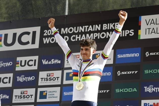 August 30, 2026, Daolasa di Commezzadura, Val di Sole Bikeland, 2026 UCI MTB World Championships Men’s U23 XCO (Cross Country Olympic) Nael Rouffiac from France, 1st place, World Champion, and gold medalist at the 2026 Men’s U23 Cross Country Olympic World Championships in Daolasa di Commezzadura, Val di Sole Bikeland, Trento, Italy Copyright: xJustPictures.ch FrancescoxMinghettix jp-en-FrMi-_NG_2631