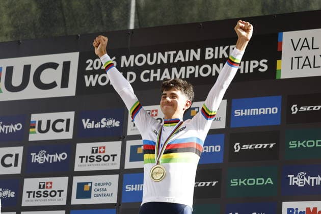 August 30, 2026, Daolasa di Commezzadura, Val di Sole Bikeland, 2026 UCI MTB World Championships Men’s U23 XCO (Cross Country Olympic) Nael Rouffiac from France, 1st place, World Champion, and gold medalist at the 2026 Men’s U23 Cross Country Olympic World Championships in Daolasa di Commezzadura, Val di Sole Bikeland, Trento, Italy Copyright: xJustPictures.ch FrancescoxMinghettix jp-en-FrMi-_NG_2635