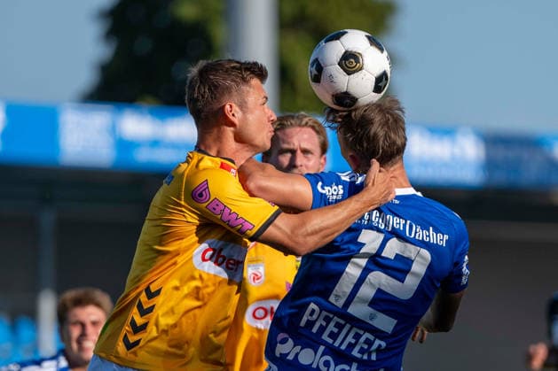 SOCCER - BL, Hartberg vs Ried HARTBERG,AUSTRIA,30.AUG.26 - SOCCER - ADMIRAL Bundesliga, TSV Hartberg vs SV Ried. Image shows Lukas Malicsek, Oliver Steurer (Ried) and Manuel Pfeifer (Hartberg).  GEPAxpictures xAvnixRetkoceri