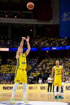 August 30, 2026: Pelle Larsson of Sweden during the FIBA World Cup Qualifier basketball game between Sweden and France on August 30, 2026 in Stockholm. Photo by Joel Marklund, BILDBYRAN. Code: JM JM0848 bbeng, basketball, FIBA World Cup qualifiers, Sweden, France  Copyright: JOELxMARKLUND BB260830JM026