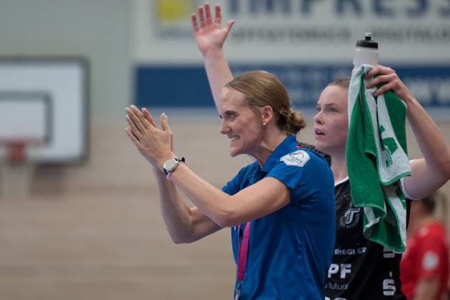Coach Miriam Hirsch Tussies, Ida Petzold Tussies, 8, SV Union Halle Neustadt vs. TuS Metzingen, Women s Handball Bundesliga, 2026–27 Season, August 30, 2026, Halle SWH Arena, Saxony-Anhalt, Germany