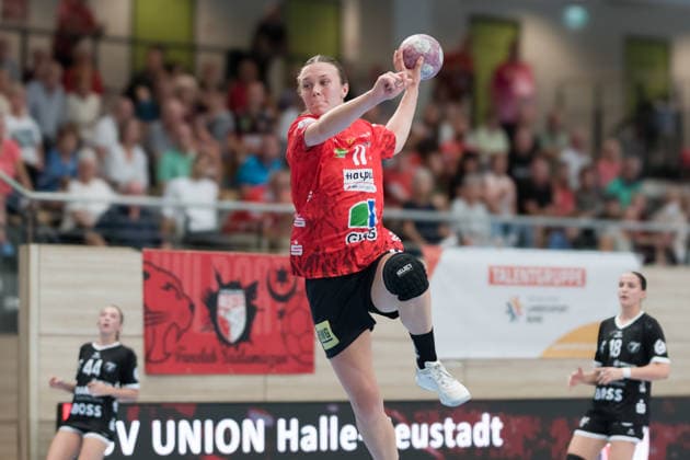 Emma Hertha Halle, 17, SV Union Halle Neustadt vs. TuS Metzingen, Women s Handball Bundesliga, 2026–27 Season, August 30, 2026, Halle SWH Arena, Saxony-Anhalt, Germany