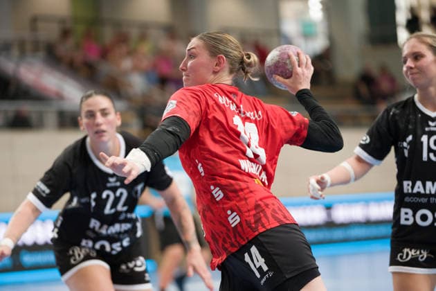 Gabriela Bitolo Tussies, 22, Tina Wagenlader Halle, 14, Johanna Farkas Tussies, 19, SV Union Halle Neustadt vs. TuS Metzingen, Women’s Handball Bundesliga, 2026–27 season, August 30, 2026, Halle SWH Arena, Saxony-Anhalt, Germany