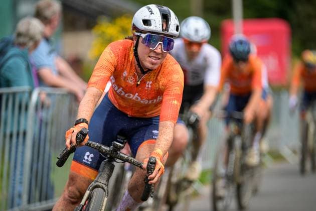 Dutch Shirin van Anrooij is pictured in action during the UEC Gravel European Championships in Houffalize (138 km), on Sunday 30 August 2026. DAVIDxPINTENS  x184736635x