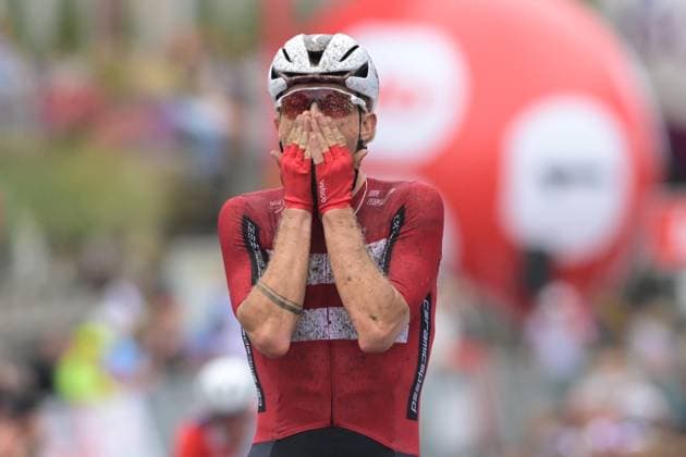 Danish SCHMIDT Mads Würtz celebrates as he crosses the finishline to win the UEC Gravel European Championships in Houffalize (138 km), on Sunday 30 August 2026. DAVIDxPINTENS  x184753401x
