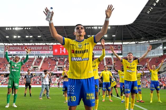 Royal Antwerp FC v Sint-Truidense VV - Jupiler Pro League DEURNE, BELGIUM - AUGUST 30 : players of STVV celebrates the win after the Jupiler Pro League match between Royal Antwerp FC and Sint-Truidense VV on August 30, 2026 in Deurne, Belgium, 30 08 2026 Deurne Belgium  Copyright: xSesx