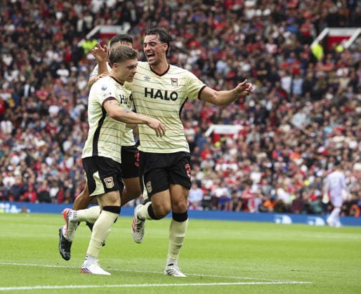 Manchester United, ManU v Ipswich Town, FA Premier League 30.08.26 Manchester United v Ipswich Town, FA Premier League Bradley Ormesher The Times Leif Davis of Ipswich Town scores and celebrates scoring his teams opening goal of the match 0-1  Copyright: xBradleyxOrmesherx NINTCHDBPICT001104390185