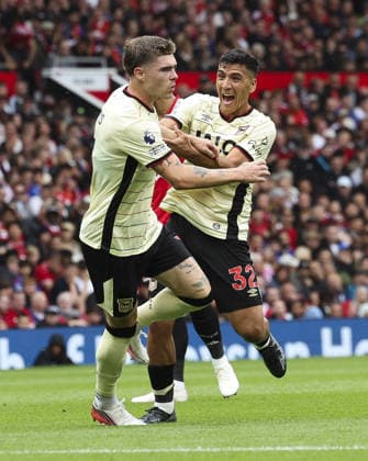 Manchester United, ManU v Ipswich Town, FA Premier League 30.08.26 Manchester United v Ipswich Town, FA Premier League Bradley Ormesher The Times Leif Davis of Ipswich Town scores and celebrates scoring his teams opening goal of the match 0-1  Copyright: xBradleyxOrmesherx NINTCHDBPICT001104390228
