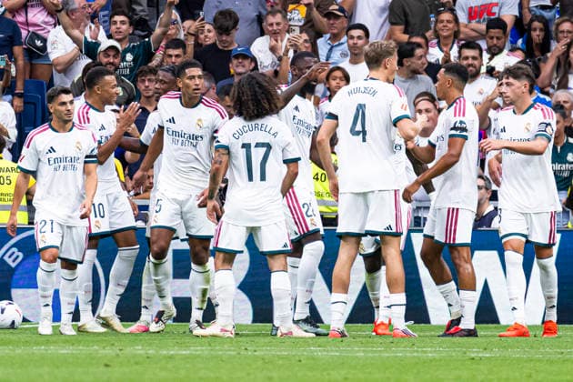 ESP Real Madrid CF vs. Málaga CF La Liga EA Sports Kylian Mbappé of Real Madrid celebrates his goal during the La Liga EA Sports match between Real Madrid and Málaga CF at Estadio Santiago Bernabéu on August 30, 2026, in Madrid, Spain Madrid Madrid Spain Soccer Copyright: xAlejandroxMatiasx