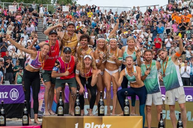 German Beach Championship German Beach Volleyball Championship Dortmund, Germany August 30, 2026 DORTMUND, GERMANY AUGUST 30 Louisa Lippmann, Momme Lorenz, Tilo Rietschel, Nils Ehlers, Lui Wüst, Melanie Paul, Sandra Ittlinger, Kim van de Velde, Nele Barber, Melanie Gernert, Jonas Sagstetter, Benedikt Sagstetter Player 1, Eintracht Spontent during the German Beach Championship (German Beach Volleyball Championship) in Dortmund on August 30, 2026, in Dortmund, Germany Copyright: xBEAUTIFULxSPORTS PeterxWeberx