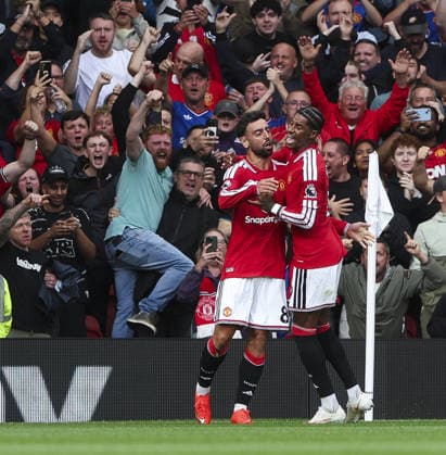 Manchester United, ManU v Ipswich Town, FA Premier League 30.08.26 Manchester United v Ipswich Town, FA Premier League Bradley Ormesher The Times Bruno Fernandez of Manchester United scores and celebrates scoring his teams 1st goal. 1-1  Copyright: xBradleyxOrmesherx NINTCHDBPICT001104391952