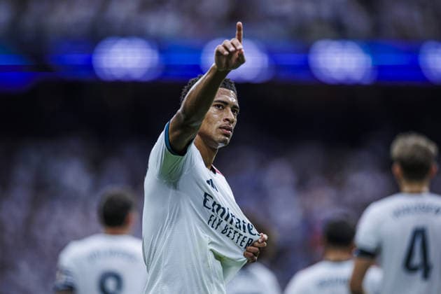 Real Madrid CF v Malaga CF - LaLiga MADRID, SPAIN - AUGUST 30: Jude Bellingham of Real Madrid CF celebrates his goal during the LaLiga EA Sports match between Real Madrid CF and Malaga CF at Bernabeu Stadium on August 30, 2026 in Madrid, Spain. Pablo Garcia Sacristan Anadolu Madrid Spain. Editorial use only. Please get in touch for any other usage.  Copyright: x2026xAnadoluxPabloxGarciaxSacristanx