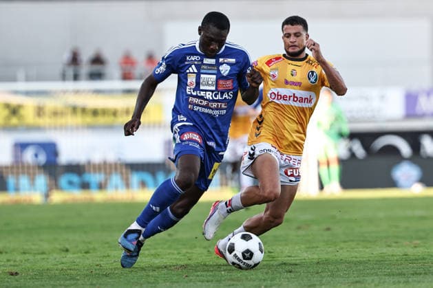 SOCCER - BL, Hartberg vs Ried HARTBERG,AUSTRIA,30.AUG.26 - SOCCER - ADMIRAL Bundesliga, TSV Hartberg vs SV Ried. Image shows Habib Coulibaly (Hartberg) and Yusuf Maart (Ried).  GEPAxpictures xChrisxBauer