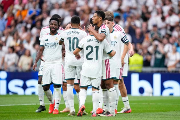 August 30, 2026, Madrid, Madrid, Spain: Jude Bellingham of Real Madrid CF celebrates after scoring his team s second goal during the Spanish League, LaLiga EA Sports, football match played between Real Madrid and Malaga CF at Bernabeu stadium on August 30, 2026, in Madrid, Spain. Madrid Spain - ZUMAa181 20260830_zaa_a181_113 Copyright: xOscarxJ.xBarrosox