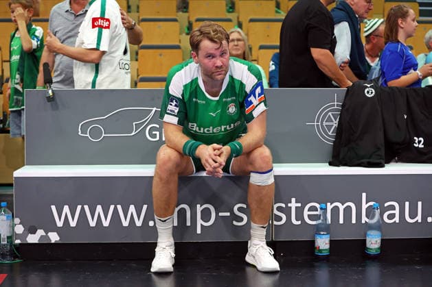 August 30, 2026, xovx, Handball, Opel Handball Bundesliga, HSG Wetzlar vs. SG BBM Bietigheim, Petter Överby, HSG Wetzlar disappointed, looking disappointed after the 33–35 loss to Bietigheim, Wetzlar, Buderus Arena, Hesse, Germany, DE