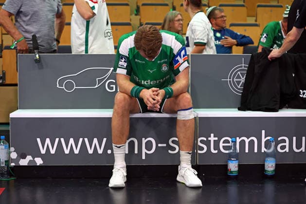 August 30, 2026, xovx, Handball, Opel Handball Bundesliga, HSG Wetzlar vs. SG BBM Bietigheim, Petter Överby, HSG Wetzlar disappointed, looking disappointed after the 33–35 loss to Bietigheim, Wetzlar, Buderus Arena, Hesse, Germany, DE