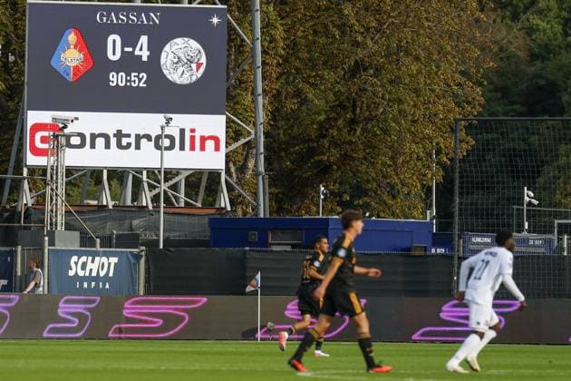 VELSEN, 30-08-2026 , BUKO Stadium , season 2026 2027 , Dutch Eredivisie football , match between Telstar and Ajax , picture shows final score 4-0 Telstar - Ajax  x206254264x Copyright: