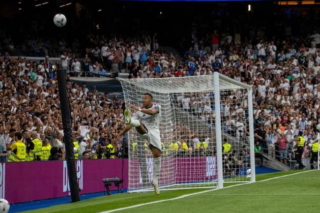 August 30, 2026, Madrid, Spain: Kylian Mbappo of Real Madrid celebrates a goal during the La Liga EA SPORTS 2026-2027 match between Real Madrid and Malaga CF. Madrid Spain - ZUMAs197 20260830_aaa_s197_102 Copyright: xDavidxCanalesx