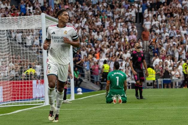 August 30, 2026, Madrid, Spain: Jude Bellingham of Real Madrid celebrates a goal during the La Liga EA SPORTS 2026-2027 match between Real Madrid and Malaga CF. Madrid Spain - ZUMAs197 20260830_aaa_s197_103 Copyright: xDavidxCanalesx