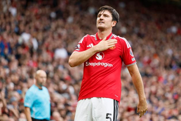 Manchester United, ManU v Ipswich Town - Premier League 2026 27 Harry Maguire of Manchester United celebrates 2nd gaol during the Premier League 2026 27 match between Manchester United and Ipswich Town at Old Trafford on August 30, 2026 in Manchester, England. WARNING! This Photograph May Only Be Used For Newspaper And Or Magazine Editorial Purposes. May Not Be Used For Publications Involving 1 player, 1 Club Or 1 Competition Without Written Authorisation From Football DataCo Ltd. For Any Queries, Please Contact Football DataCo Ltd on +44 (0) 207 864 9121 Manchester Old Trafford England United Kingdom Copyright: xAllstarxPicturexLibraryxLtdx