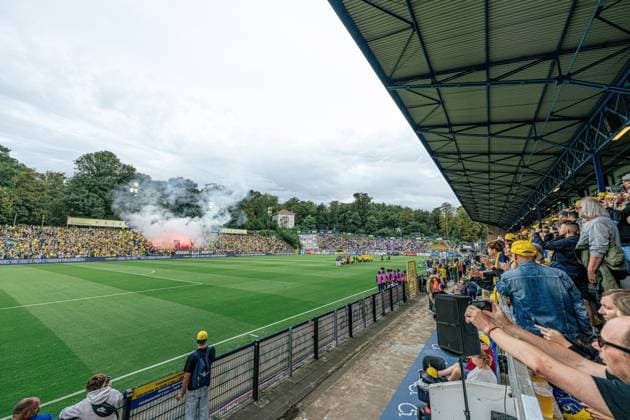 USG s fans pictured during a soccer match between Union Saint-Gilloise and RSC Anderlecht, Sunday 30 August 2026 in Brussels, on day 4 of the 2026-2027 Jupiler Pro League first division of the Belgian championship. EMILExWINDAL  x184764033x
