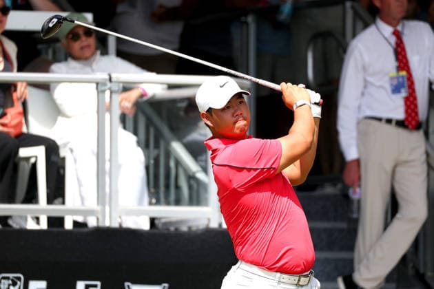 ATLANTA, GA - AUGUST 30: Tom Kim of South Korea hits his tee shot on hole 1 during the fourth and final round of the PGA, Golf Herren Tour Championship on August 30, 2026 at East Lake Golf Club in Atlanta, Georgia. (Photo by David J. Griffin Icon Sportswire) GOLF: AUG 30 PGA Tour Championship EDITORIAL USE ONLY Icon9532608300006