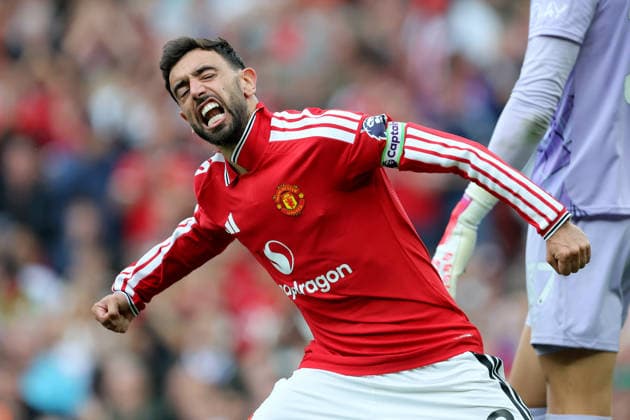 Manchester United, ManU v Ipswich Town - Premier League 2026 27 Bruno Fernandes of Manchester United celebrates 3rd goal during the Premier League 2026 27 match between Manchester United and Ipswich Town at Old Trafford on August 30, 2026 in Manchester, England. WARNING! This Photograph May Only Be Used For Newspaper And Or Magazine Editorial Purposes. May Not Be Used For Publications Involving 1 player, 1 Club Or 1 Competition Without Written Authorisation From Football DataCo Ltd. For Any Queries, Please Contact Football DataCo Ltd on +44 (0) 207 864 9121 Manchester Old Trafford England United Kingdom Copyright: xAllstarxPicturexLibraryxLtdx