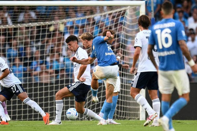 Ni Napoli 30 08 2026 - campionato di calcio serie A Napoli-Como foto Nicola Ianuale Image nella foto: gol Rasmus Hojlund 
