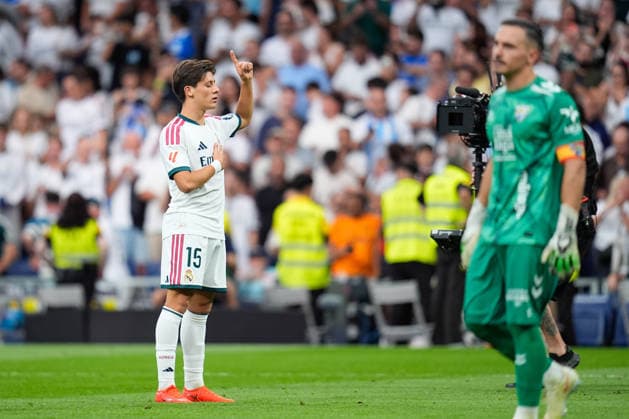 August 30, 2026, Madrid, Madrid, Spain: Arda Guler of Real Madrid CF celebrates after scoring his team s fourth goal during the Spanish League, LaLiga EA Sports, football match played between Real Madrid and Malaga CF at Bernabeu stadium on August 30, 2026, in Madrid, Spain. Madrid Spain - ZUMAa181 20260830_zaa_a181_155 Copyright: xDennisxAgyemanx