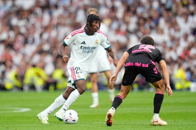 August 30, 2026, Madrid, Madrid, Spain: Yan Diomande of Real Madrid runs with the ball during the Spanish League, LaLiga EA Sports, football match played between Real Madrid and Malaga CF at Bernabeu stadium on August 30, 2026, in Madrid, Spain. Madrid Spain - ZUMAa181 20260830_zaa_a181_162 Copyright: xDennisxAgyemanx