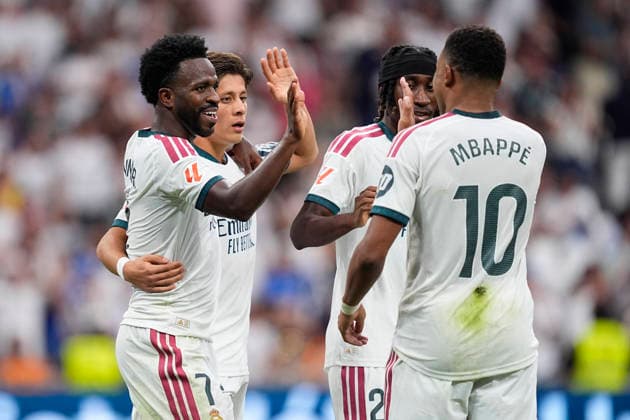 August 30, 2026, Madrid, Madrid, Spain: Arda Guler of Real Madrid CF celebrates after scoring his team s fourth goal during the Spanish League, LaLiga EA Sports, football match played between Real Madrid and Malaga CF at Bernabeu stadium on August 30, 2026, in Madrid, Spain. Madrid Spain - ZUMAa181 20260830_zaa_a181_165 Copyright: xOscarxJ.xBarrosox