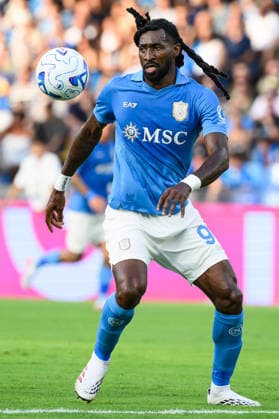 Frank Anguissa of SSC Napoli in action during the Serie A 2025 2026 football match between SSC Napoli and Como 1907 at Diego Armando Maradona stadium in Naples (Italy), August 30, 2026. AndreaxStaccioli