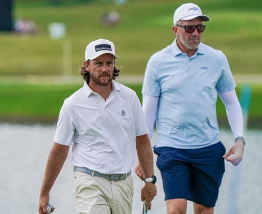 August 30, 2026, Atlanta, Georgia, USA: Tommy Fleetwood (ENG) and his caddie, Ian Finnis, on the putting range before the final round of the 2026 TOUR Championship at East Lake Golf Club. PGA, Golf Herren 2026: TOUR Championship - Final Round  - ZUMAw109 20260830_fap_w109_011 Copyright: xDebbyxWongx