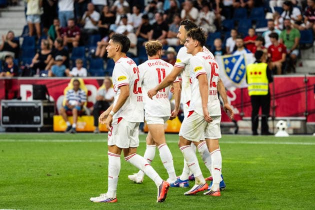 SOCCER - BL, RBS vs A.Wien SALZBURG,AUSTRIA,30.AUG.26 - SOCCER - ADMIRAL Bundesliga, Red Bull Salzburg vs FK Austria Wien. Image shows the rejoicing of RBS.  GEPAxpictures xJulioxArellano