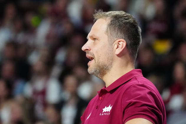 August 30, 2026, Riga, Latvija: Head Coach of Latvia JANIS GAILITIS reacts during the FIBA Basketball World Cup 2027 European Qualifiers Second Round Ã‚Â· Group K match between Latvia and Israel at Xiaomi Arena, in Riga, Latvia, August 30, 2026 FIBA Basketball World Cup 2027 European Qualifiers Second Round Ã‚Â· Group K Match Between Latvia And Israel  - ZUMAp305 20260830_zip_p305_035 Copyright: xEdijsxPalensx