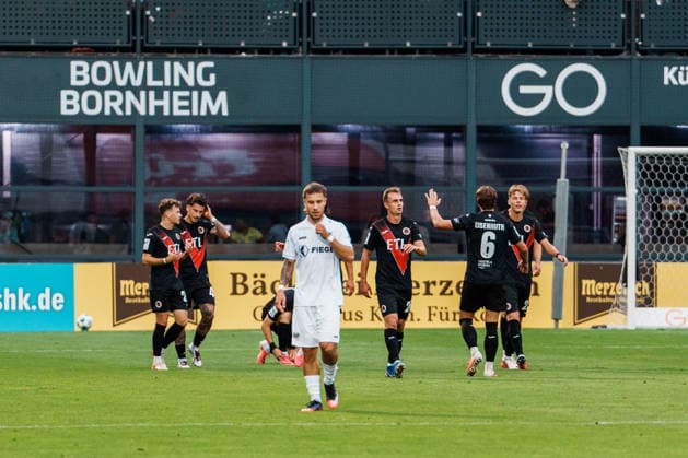Germany Men s Soccer 3rd Division 2026–2027, Matchday 3: FC Viktoria Köln vs. SC Preußen Münster; Jubilation and excitement in Cologne after David Otto s goal for FC Viktoria Köln; 10–2 to 0 Copyright: xThiemoxRudolphx