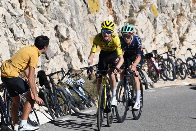 30-08-2026 Vuelta A Espana; Tappa 09 Villajoyosa - Alto De Aitana; 2026, Visma - Lease A Bike; 2026, Decathlon - Cma Cgm; Kuss, Sepp; Muhlberger, Gregor; Alto De Aitana; 