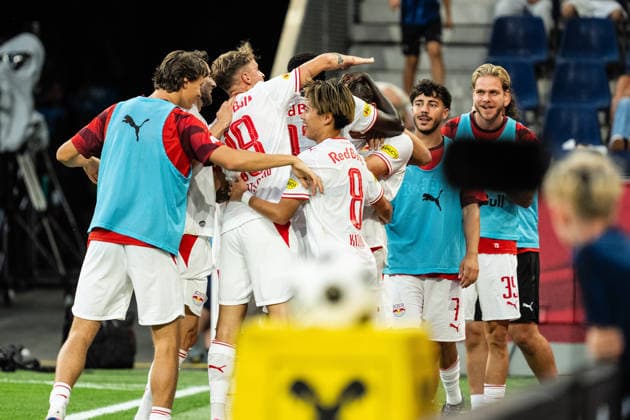 SOCCER - BL, RBS vs A.Wien SALZBURG,AUSTRIA,30.AUG.26 - SOCCER - ADMIRAL Bundesliga, Red Bull Salzburg vs FK Austria Wien. Image shows the rejoicing of RBS.  GEPAxpictures xJulioxArellano