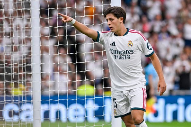 August 30, 2026, Madrid, Madrid, Spain: 15 ARDA GULER of Real Madrid CF celebrates a goal during the match on Matchday 3 of the 2026-27 National League First Division Championship between REAL MADRID C.F. and MALAGA CF, played at the Bernabeu Stadium on August 30, 2026, in Madrid, Spain. Madrid Spain - ZUMAc312 20260830_zsp_c312_077 Copyright: xOscarxManuelxSanchezx