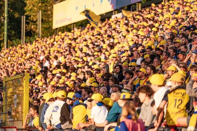 USG s fans pictured during a soccer match between Union Saint-Gilloise and RSC Anderlecht, Sunday 30 August 2026 in Brussels, on day 4 of the 2026-2027 Jupiler Pro League first division of the Belgian championship. EMILExWINDAL  x184774392x